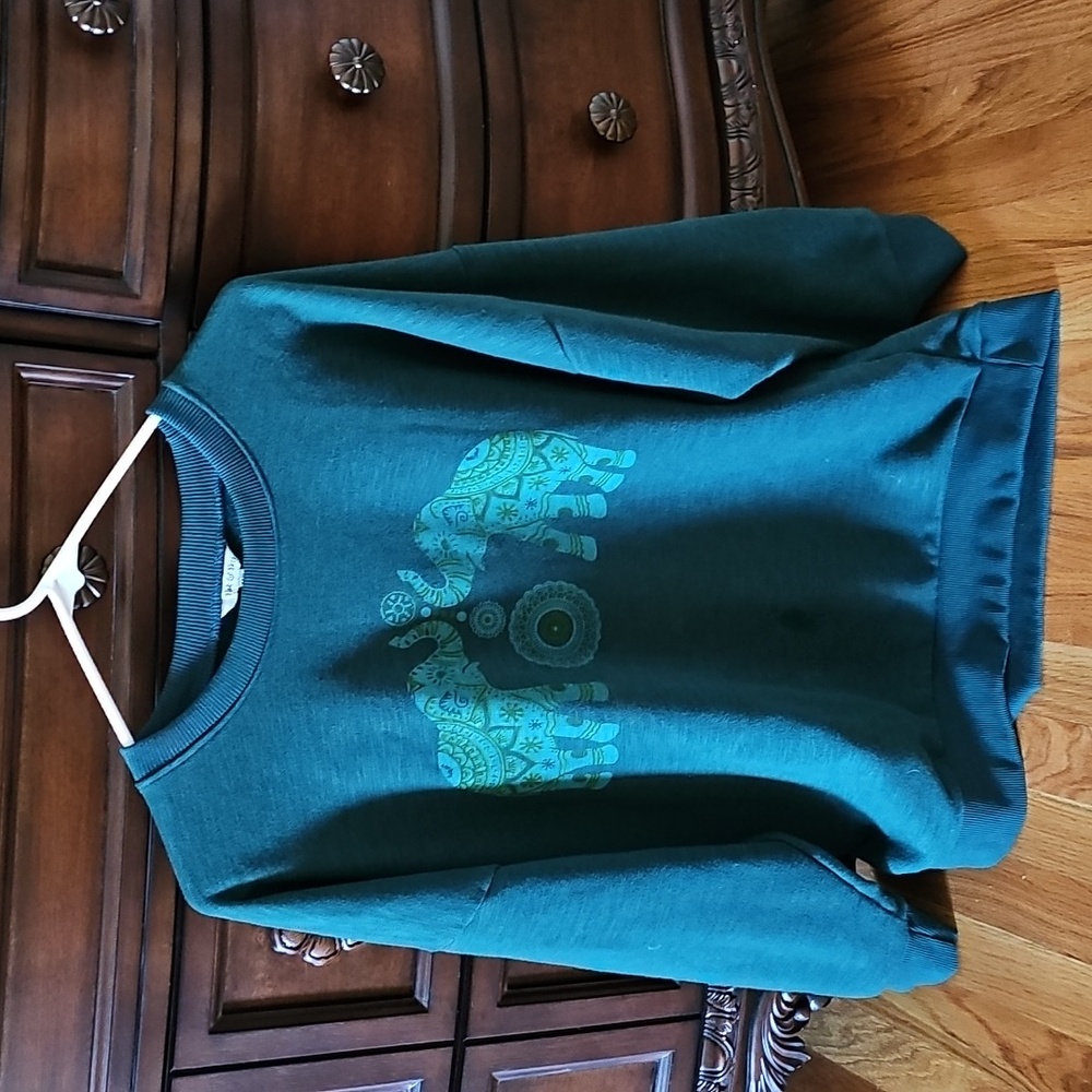 Teal Elephant Print Pullover